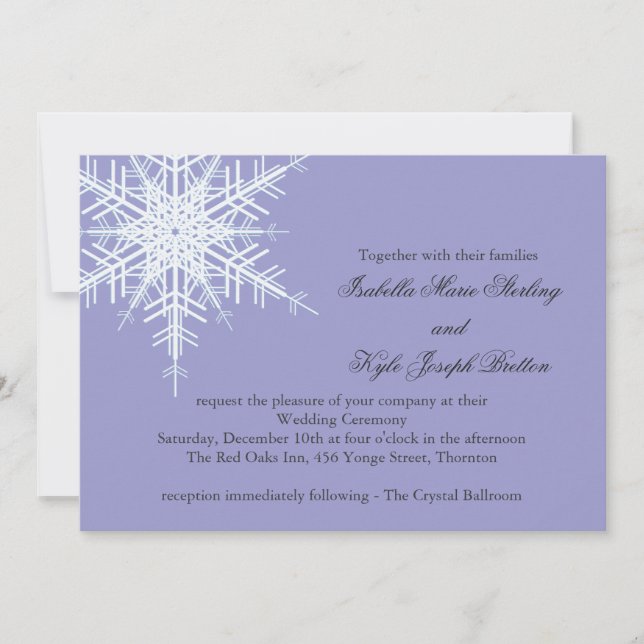 Lavender Winter Snowflake Wedding Invitation (Front)
