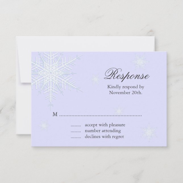 Lavender Winter Snowflake Wedding RSVP Card (Front)