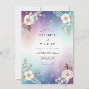 Lavender Winter Woodland Wedding Invitation