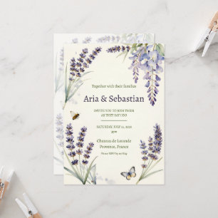 Lavender Wisteria Butterfly Provence Wedding Invit Invitation