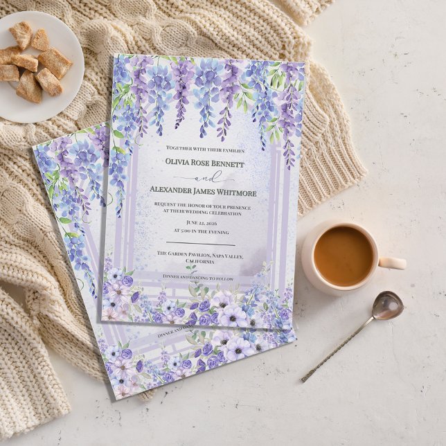 Lavender Wisteria Floral Arch Wedding Invitation (Lavender Wisteria Floral Arch Wedding Invitation | Romantic Purple Garden Wedding Invite)