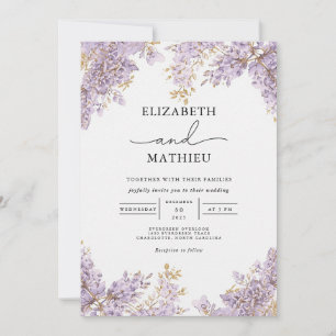 Lavender Wisteria Floral Wedding Invitation