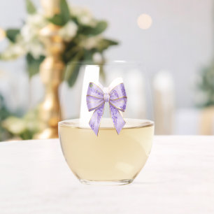 Lavender Wisteria Ribbon – Japanese-Inspired Stemless Wine Glass