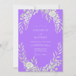 Lavender Wisteria Silhouette Wedding Invitation