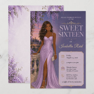 Lavender Wisteria Sweet 16 Garden Party Invitation