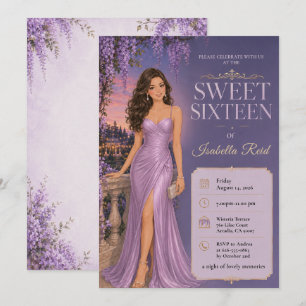 Lavender Wisteria Sweet 16 Garden Party Invitation