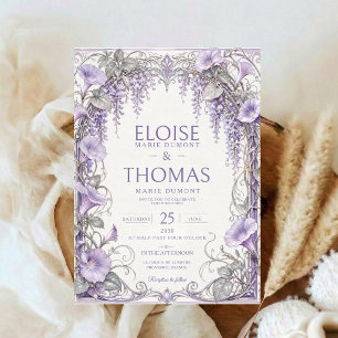 Lavender Wisteria Wedding Art Purple Floral Romant Invitation