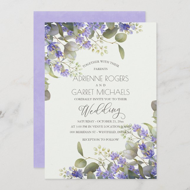 Lavender With Eucalyptus Greenery Wedding Invitation (Creator Uploaded)