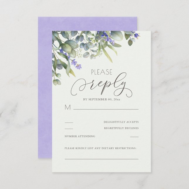 Lavender With Eucalyptus Greenery Wedding RSVP Card (Creator Uploaded)