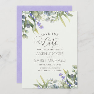 Lavender With Eucalyptus & Greenery Wedding Save The Date