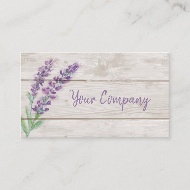Lavender & Wood Watercolor Essential Oils Business Card (Front)