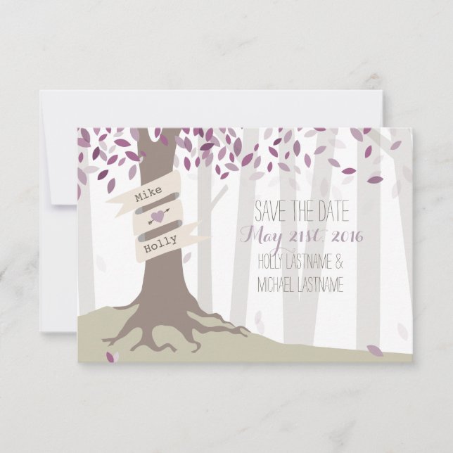 Lavender Woodland Wedding Save The Date (Front)