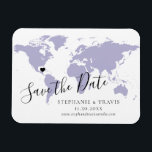 Lavender World Map Travel Wedding Save the Date Magnet<br><div class="desc">EASILY MOVE THE HEART ON THE MAP TO YOUR WEDDING DESTINATION on the world map to create your destination wedding save the date magnet that will look amazing on the fridge. —— Click CUSTOMIZE FURTHER to move the heart, change the background and text color, change fonts, or rearrange the whole...</div>