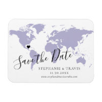 Lavender World Map Travel Wedding Save the Date