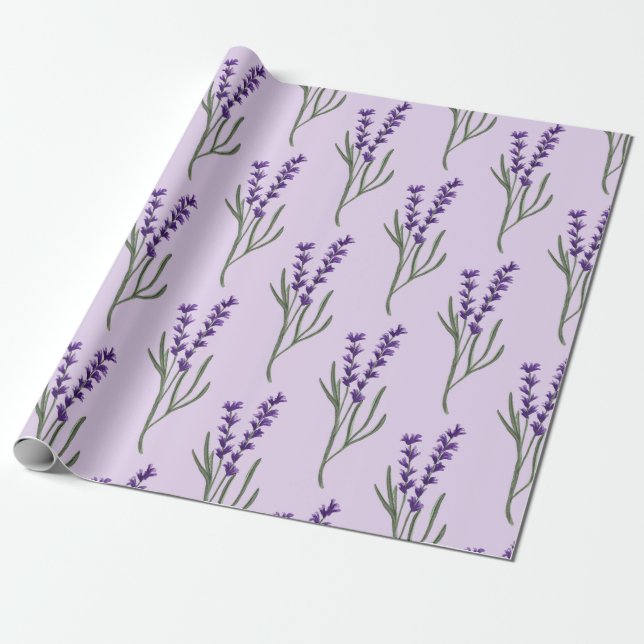 Lavender Wrapping Paper Purple Pattern (Unrolled)