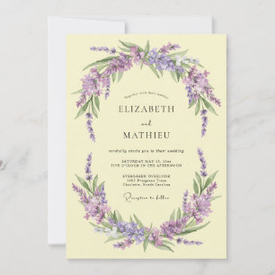 Lavender Wreath Botanical Wedding Invitation