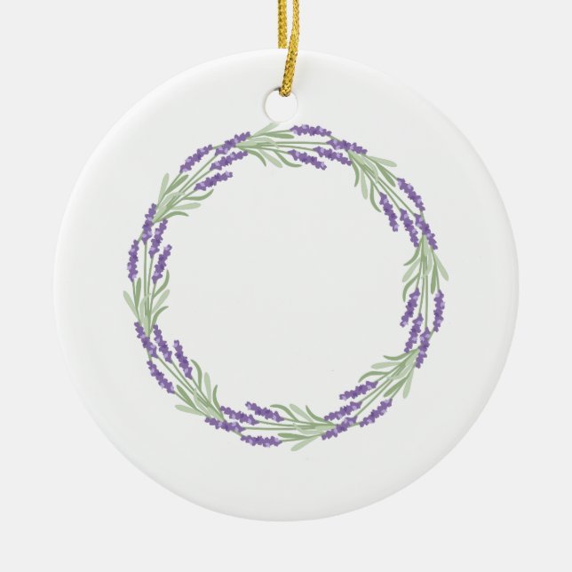 Lavender Wreath Ceramic Tree Decoration (Front)