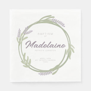 Lavender Wreath Design For Baptism - Paper Napkin