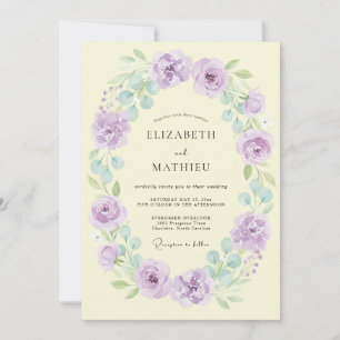 Lavender Wreath Floral Spring Wedding Invitation