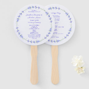 Lavender Wreath Floral Wedding Ceremony Programs Hand Fan
