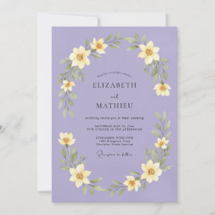 Lavender Wreath Floral Wedding Invitation