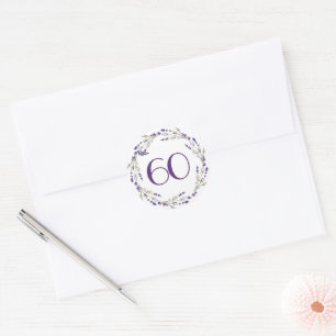 Lavender Wreath for 60th Anniversary Classic Round Sticker