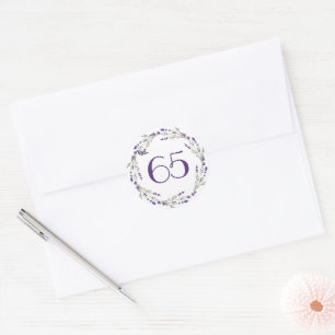Lavender Wreath for 65th Anniversary Classic Round Sticker