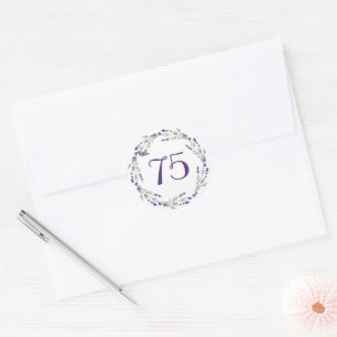 Lavender Wreath for 75th Anniversary Classic Round Sticker