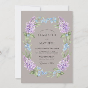 Lavender Wreath Romance Wedding Invitation