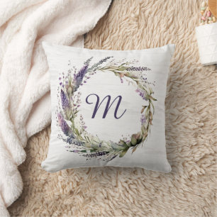 lavender Wreath with Monogram Cushion