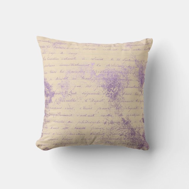 Lavender Writing on Cream Cushion (Front)