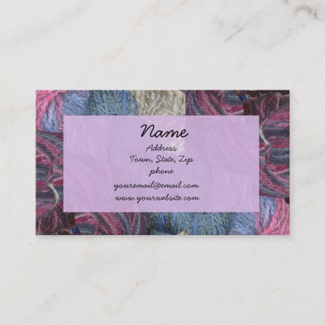 Lavender yarn business cards (Front)