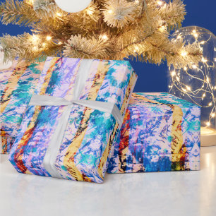 Lavender & Yellow Abstract Stripe Wrapping Paper