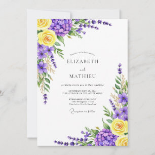 Lavender Yellow Botanical Bloom Wedding Invitation