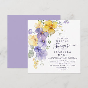Lavender Yellow Botanical Floral Bridal Shower Invitation