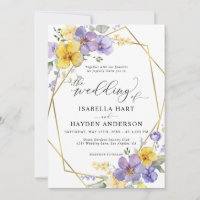Lavender Yellow Chic Floral Gold Frame Wedding