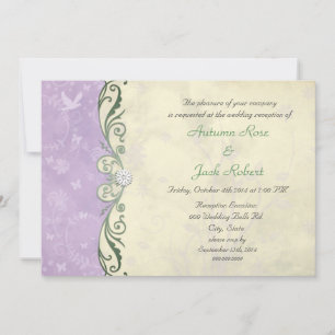 Lavender Yellow Floral Wedding Reception Invitation