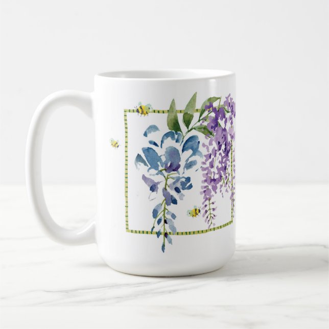 Lavender Yellow Flowers Classic Mug, 15 oz Coffee Mug (Left)