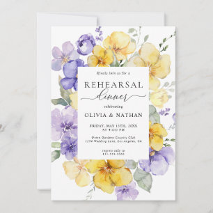 Lavender Yellow Flowers Rustic Rehearsal Dinner Invitation
