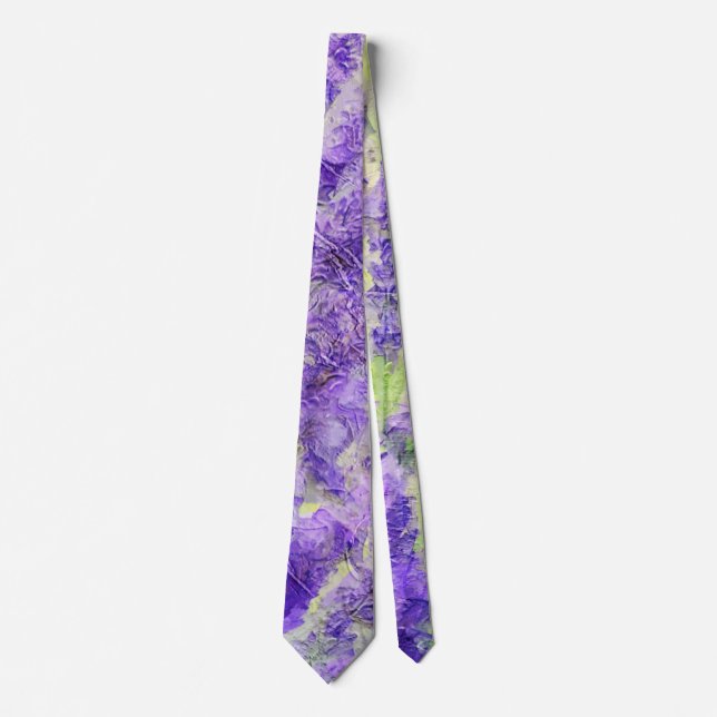 Lavender Yellow Painterly Watercolor Floral Tie (Front)