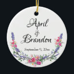 Lavender yellow-pink roses and Eucalyptus    Ceramic Tree Decoration<br><div class="desc">An elegant and vintage design featuring eucalyptus, yellow roses and lavender painted in romantic watercolor. - customisable for any occasion- To get started changing the name, click on "Personalise this template" and edit the wording in the template boxes. To access the more advanced editing tools, scroll down to "Click to...</div>
