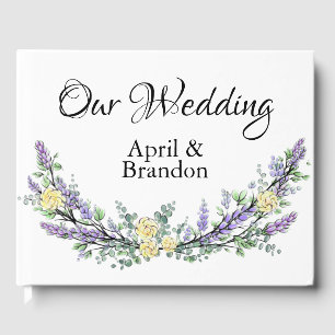 Lavender Yellow Rose and Eucalyptus Guest Book
