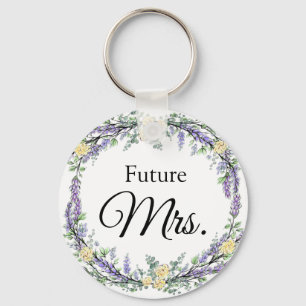 Lavender Yellow Rose and Eucalyptus Key Ring