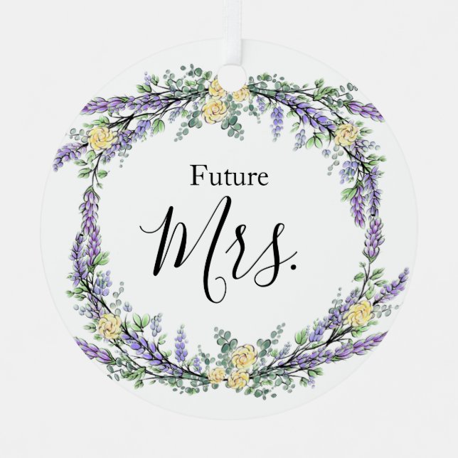 Lavender Yellow Rose and Eucalyptus Metal Tree Decoration (Front)