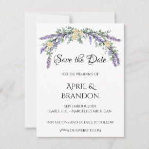 Lavender Yellow Rose and Eucalyptus Wedding Save The Date