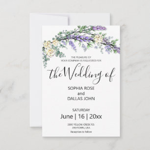 Lavender Yellow Rose Eucalyptus elegant floral Invitation