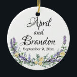 Lavender, yellow roses and Eucalyptus  Ceramic Tree Decoration<br><div class="desc">An elegant and vintage design featuring yellow roses, eucalyptus, and lavender painted in romantic watercolor. Customisable- To get started changing the name, click on "Personalise this template" and edit the wording in the template boxes. To access the more advanced editing tools, scroll down to "Click to customise further". Once you...</div>