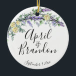 Lavender yellow roses and Eucalyptus   Ceramic Tree Decoration<br><div class="desc">An elegant and vintage design featuring yellow roses, eucalyptus, and lavender painted in romantic watercolor. Customisable- To get started changing the name, click on "Personalise this template" and edit the wording in the template boxes. To access the more advanced editing tools, scroll down to "Click to customise further". Once you...</div>