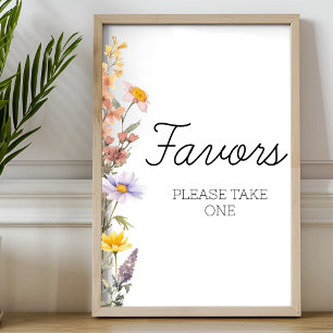 Lavender Yellow Spring Wildflowers Favours Sign 