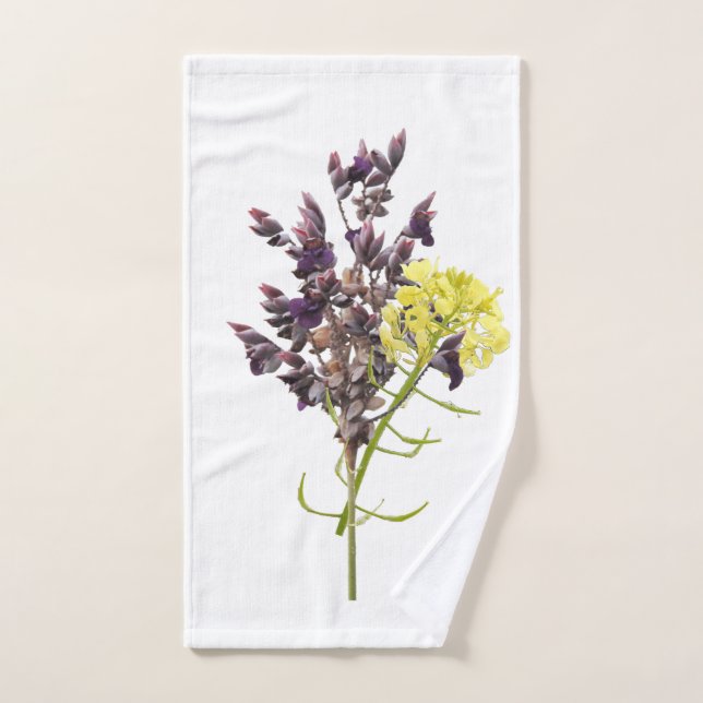 Lavender & Yellow Wildflower Botanical Design Hand Towel (Hand Towel)